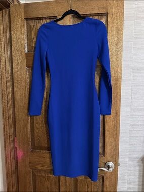 Sleek Long Sleeve Cobalt Sheath Dress